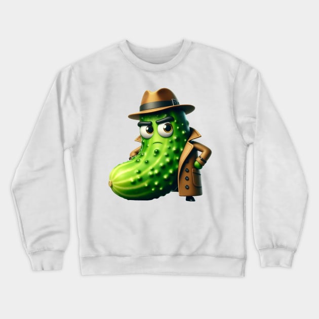 Cucumber Wearing Trench Coat Crewneck Sweatshirt by Dmytro